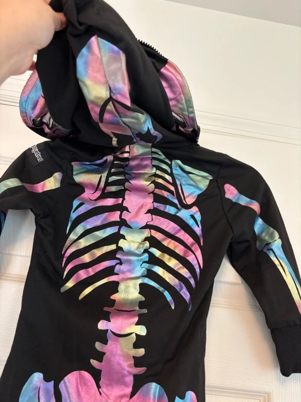 Tipsy Elves Kids Rainbow Skeleton Halloween Costume Youth XS 5 Hooded Jumpsuit